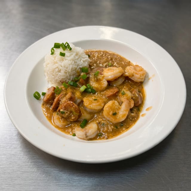 Etouffe Chicken, Shrimp & Andouille.